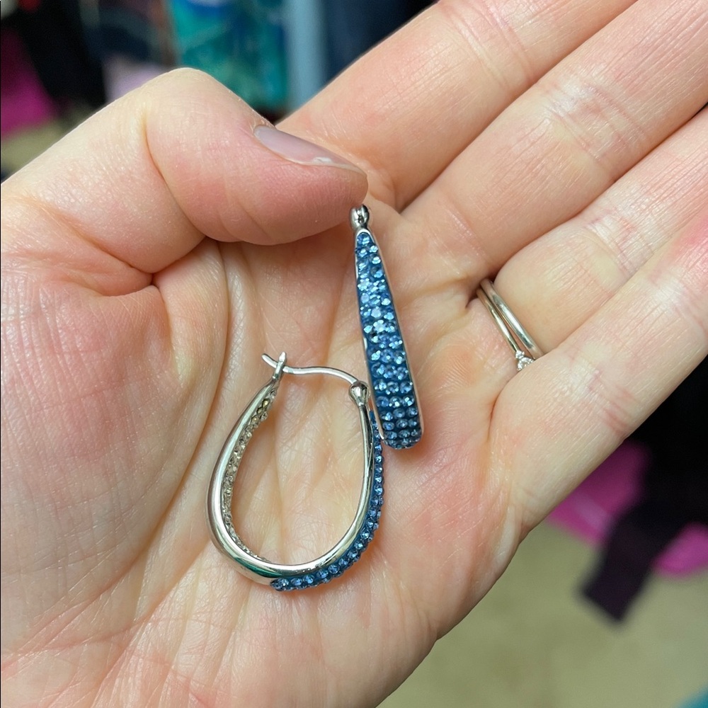 Sparkling Blue Crystal Drop Earrings